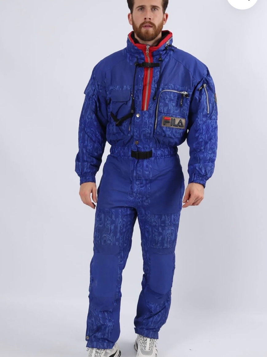 Vintage 90s Fila ‘Team Italia’ Blue Full Ski Suit Us Sz S Eu46 Thermore A. Tomba
